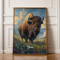 Vintage Bison Print: Rustic Buffalo Illustration, Wildlife Wall Art