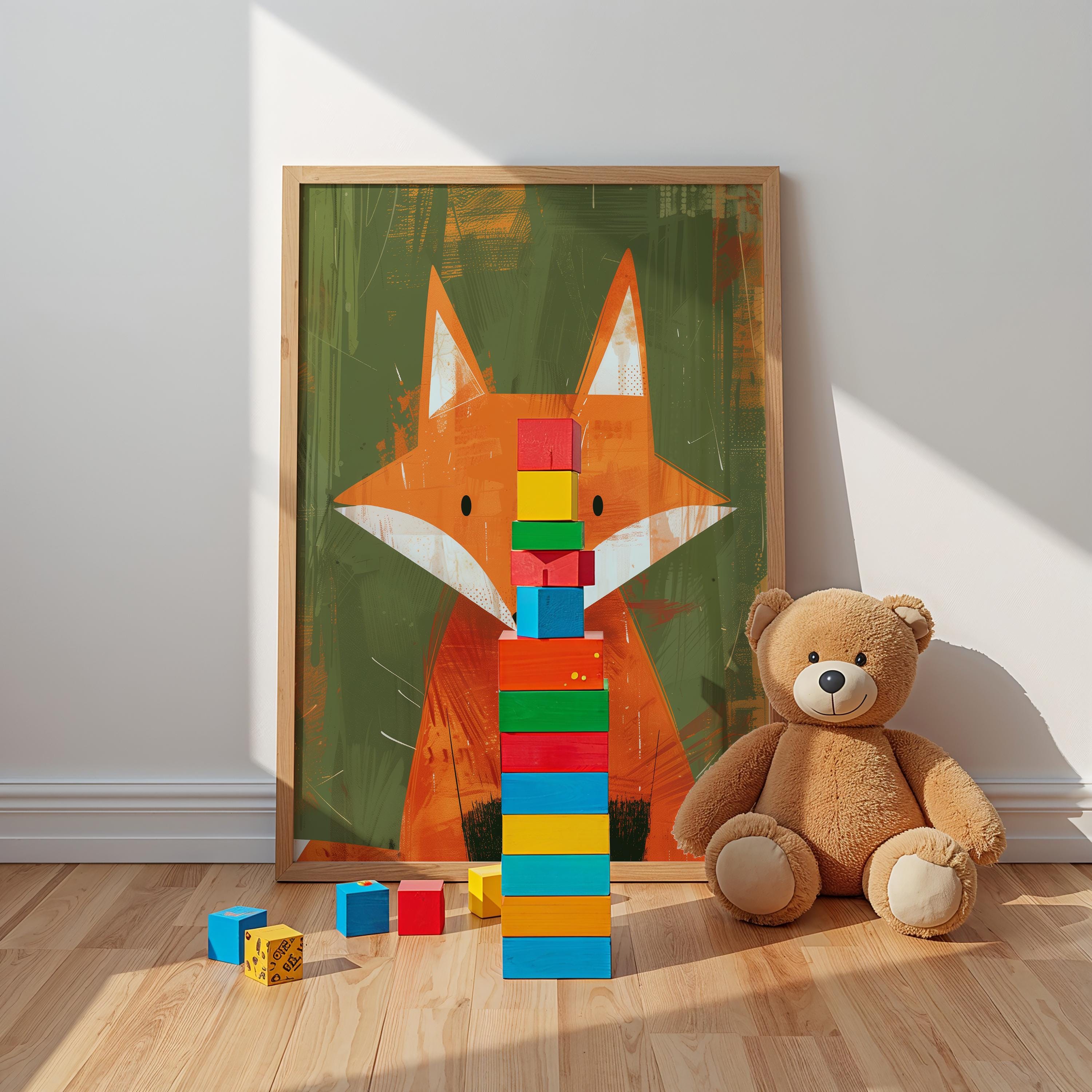 Fox Nursery Wall Art – Woodland Animal Print for Kids