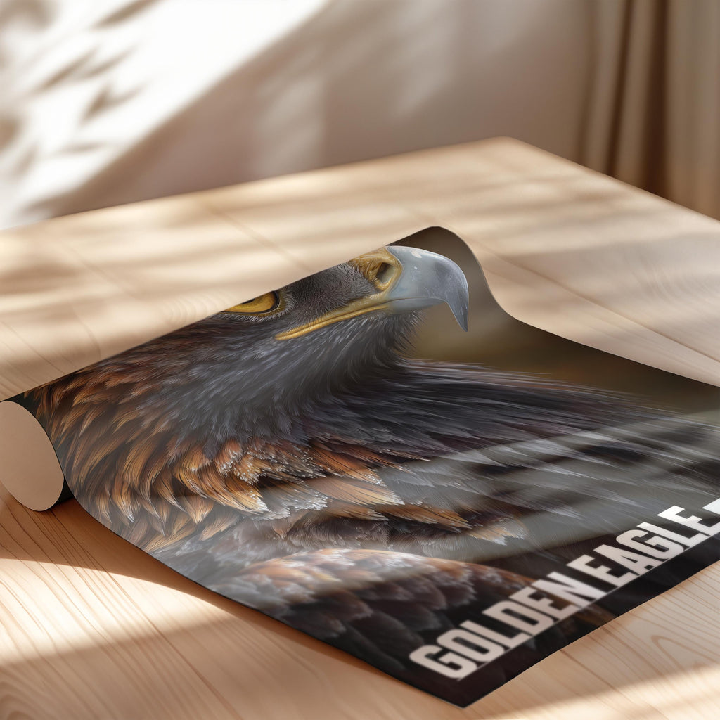 Golden Eagle Framed Poster: Majestic Bird Wall Art for Nursery or Kids Room