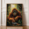 Orangutan Wall Art – Thoughtful Jungle Portrait, Nature-Inspired Decor, Gift for Wildlife Lovers