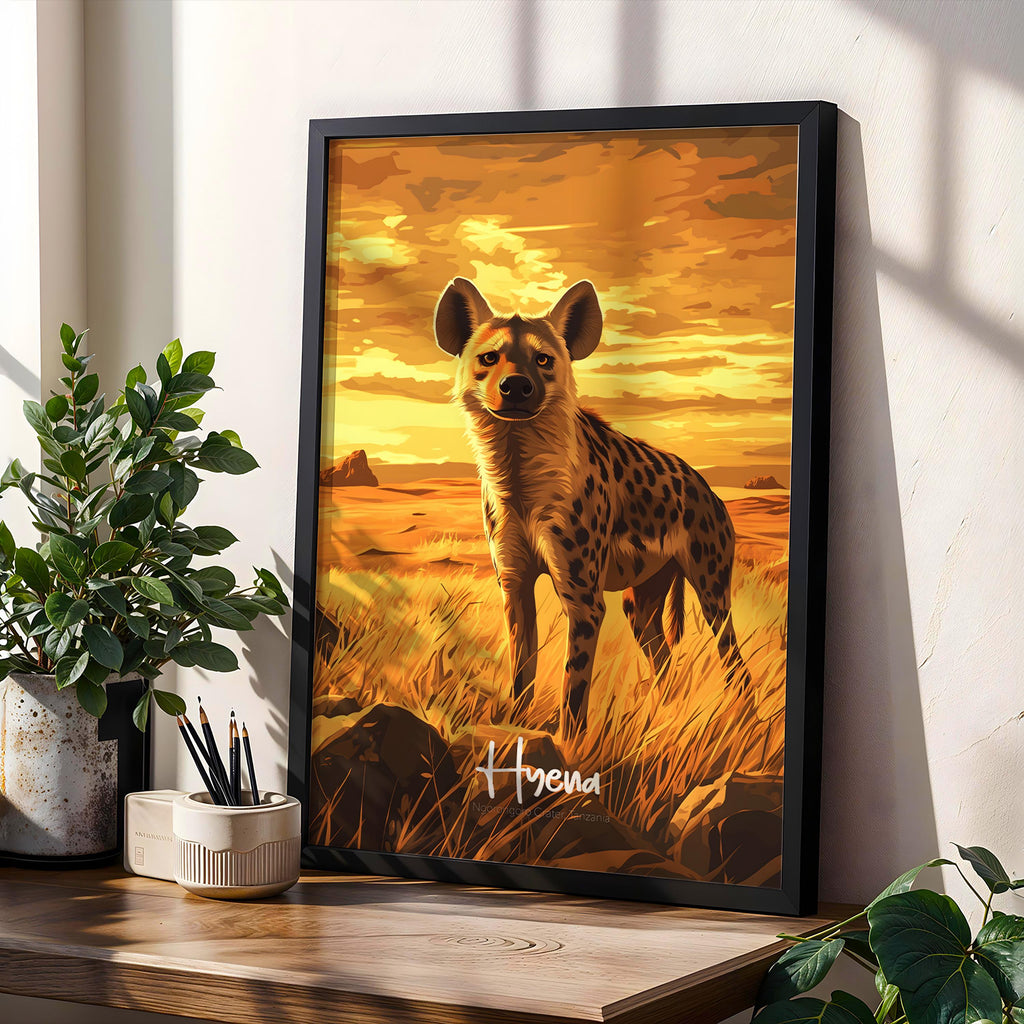 Hyena Framed Art Print: Modern Safari Wall Decor