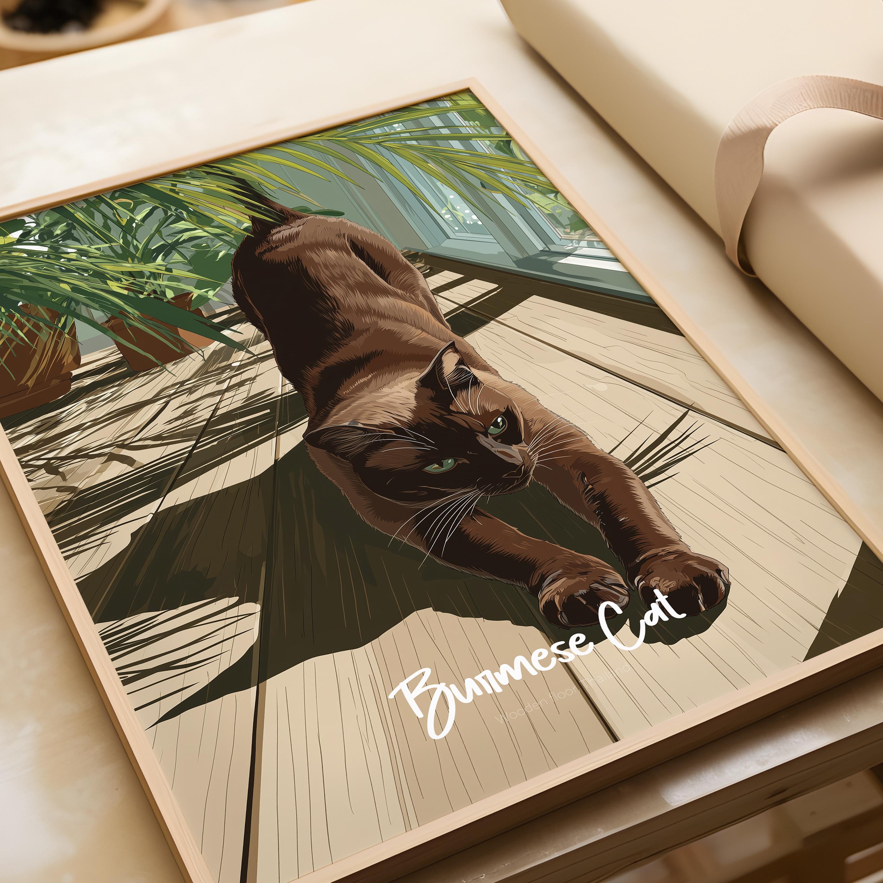 Burmese Cat Art Print – Playful Pet Portrait Poster
