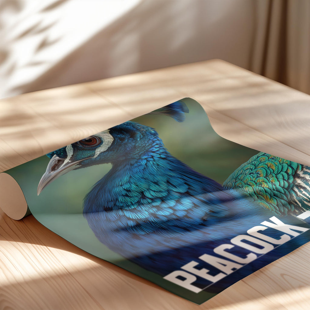 Peacock Framed Poster: Colourful Bird Wall Art for Nursery or Kids Room