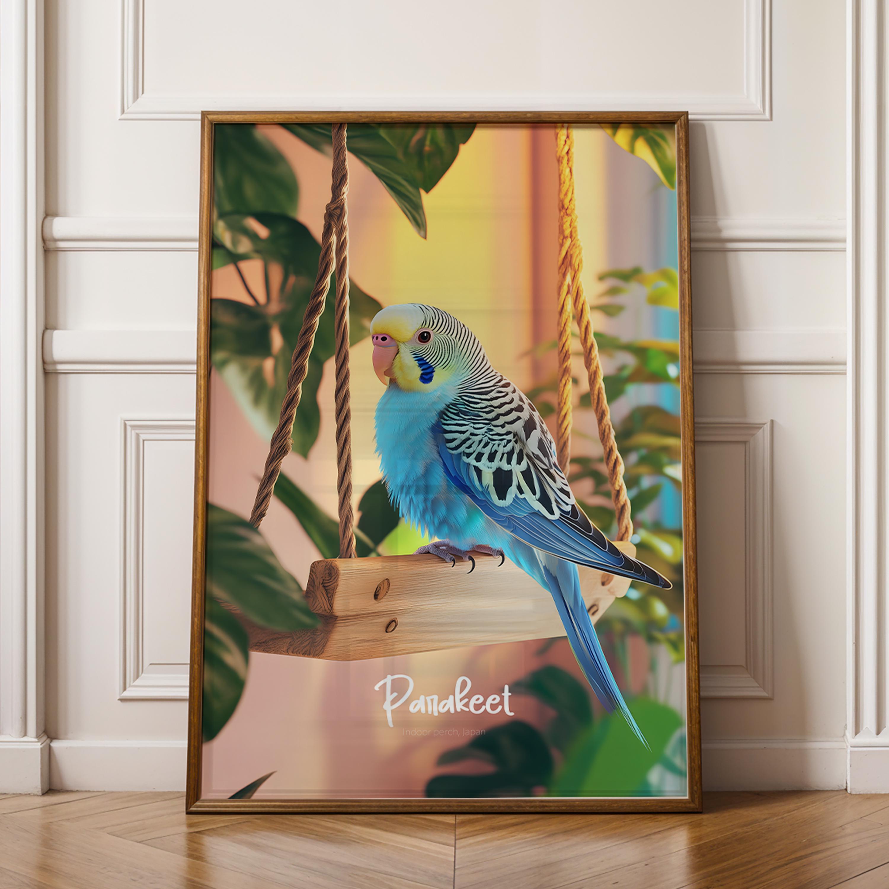 Parakeet Framed Poster: Tropical Bird Wall Art