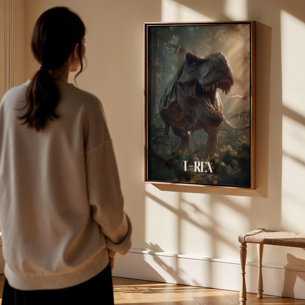 Tyrannosaurus Rex Poster for Kids Room – Jurassic Wall Art for Dinosaur Lovers