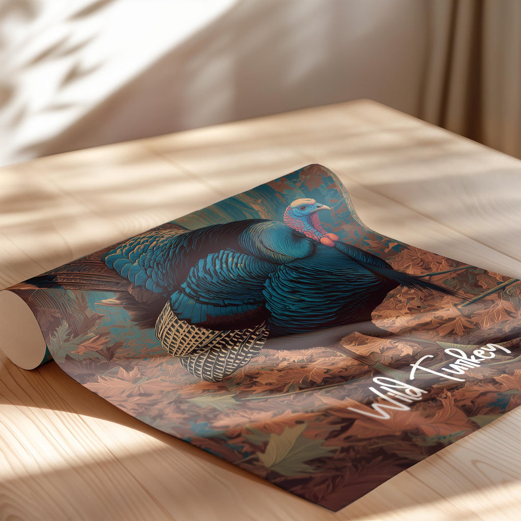 Wild Turkey Framed Poster: Woodland Nursery Decor, Forest Bird Art