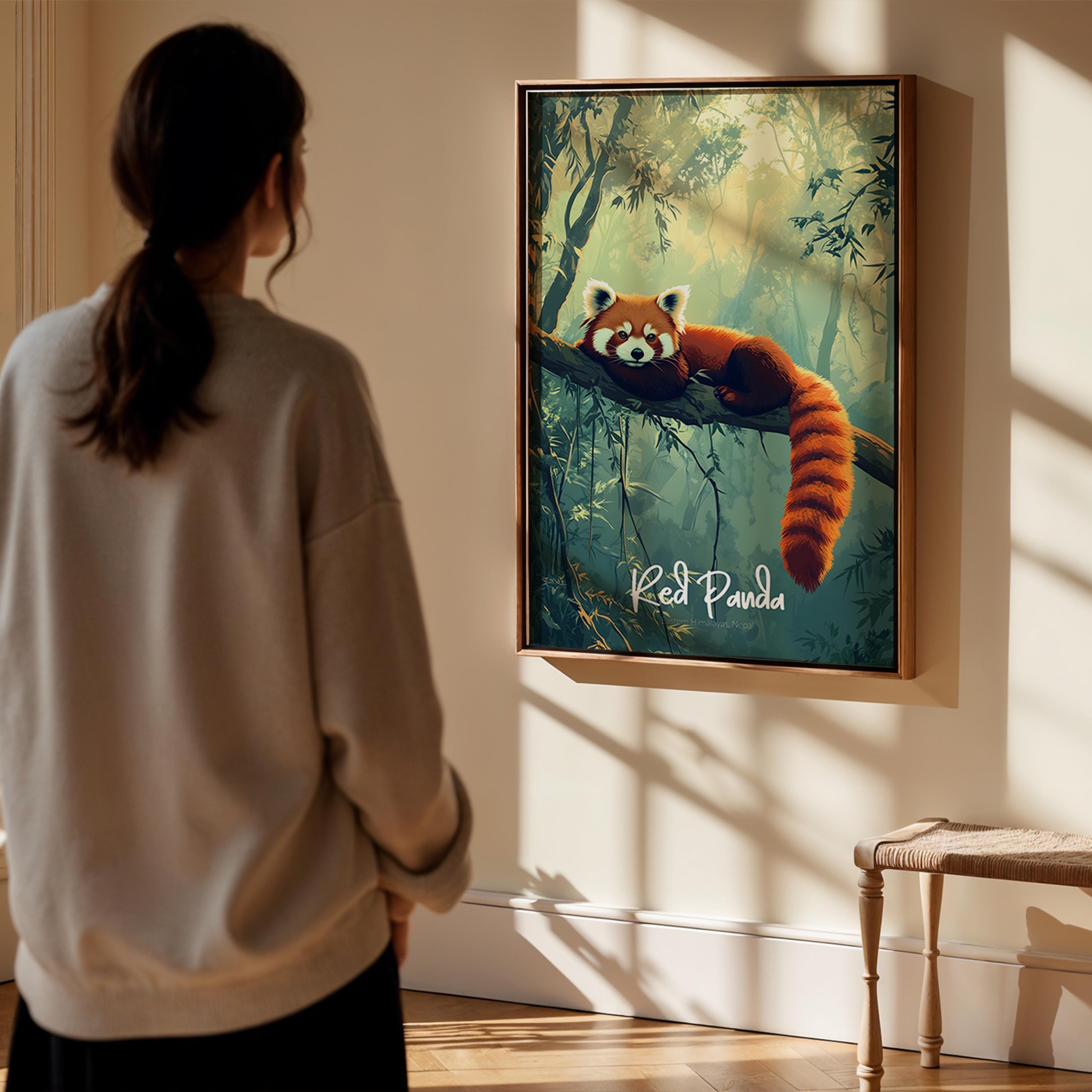 Red Panda Print: China Wildlife Illustration, Animal Wall Art