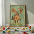Moose Nursery Wall Art – Woodland Animal Print for Kids