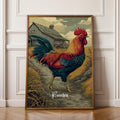 Rooster Framed Art Print: Rustic Farmhouse Animal Decor