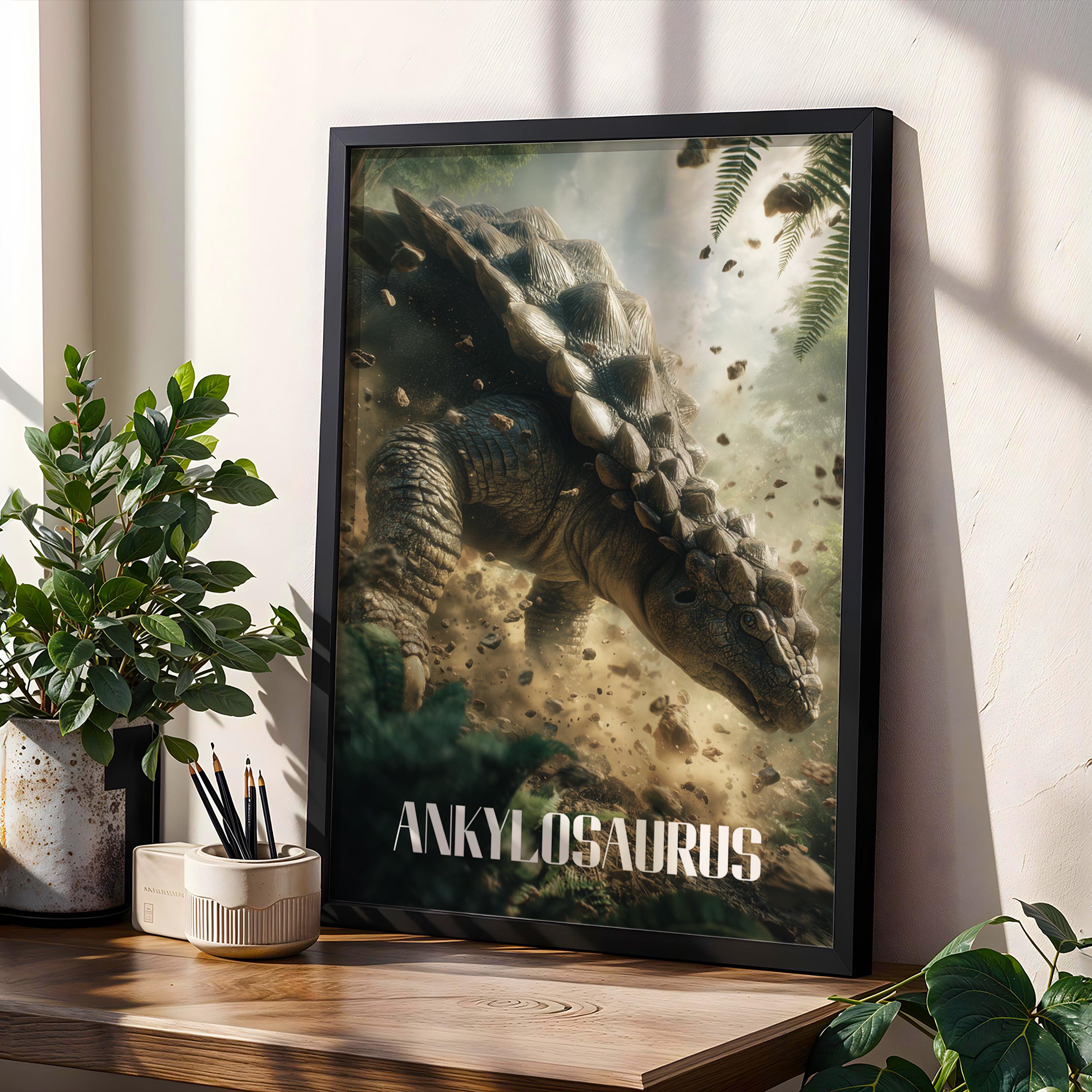 Ankylosaurus Poster for Kids Room – Armoured Dinosaur Wall Art for Nursery and Playroom