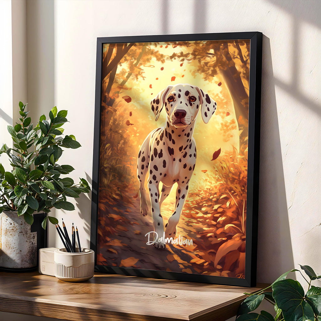 Dalmatian Framed Poster: Black and White Spot Print, Dog Lover Home Decor
