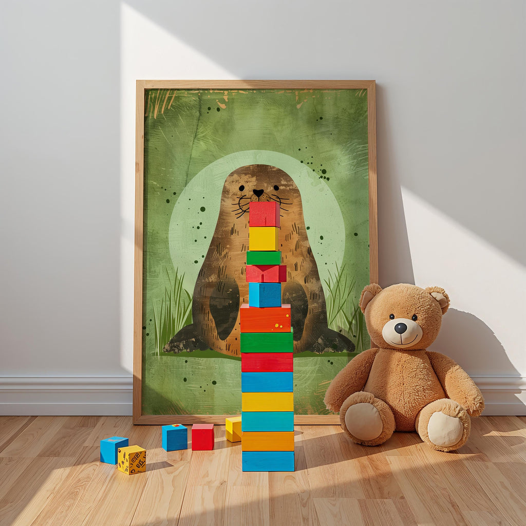Seal Nursery Wall Art – Woodland Animal Print