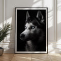 Black and White Husky Print: Modern Arctic Dog Wall Art