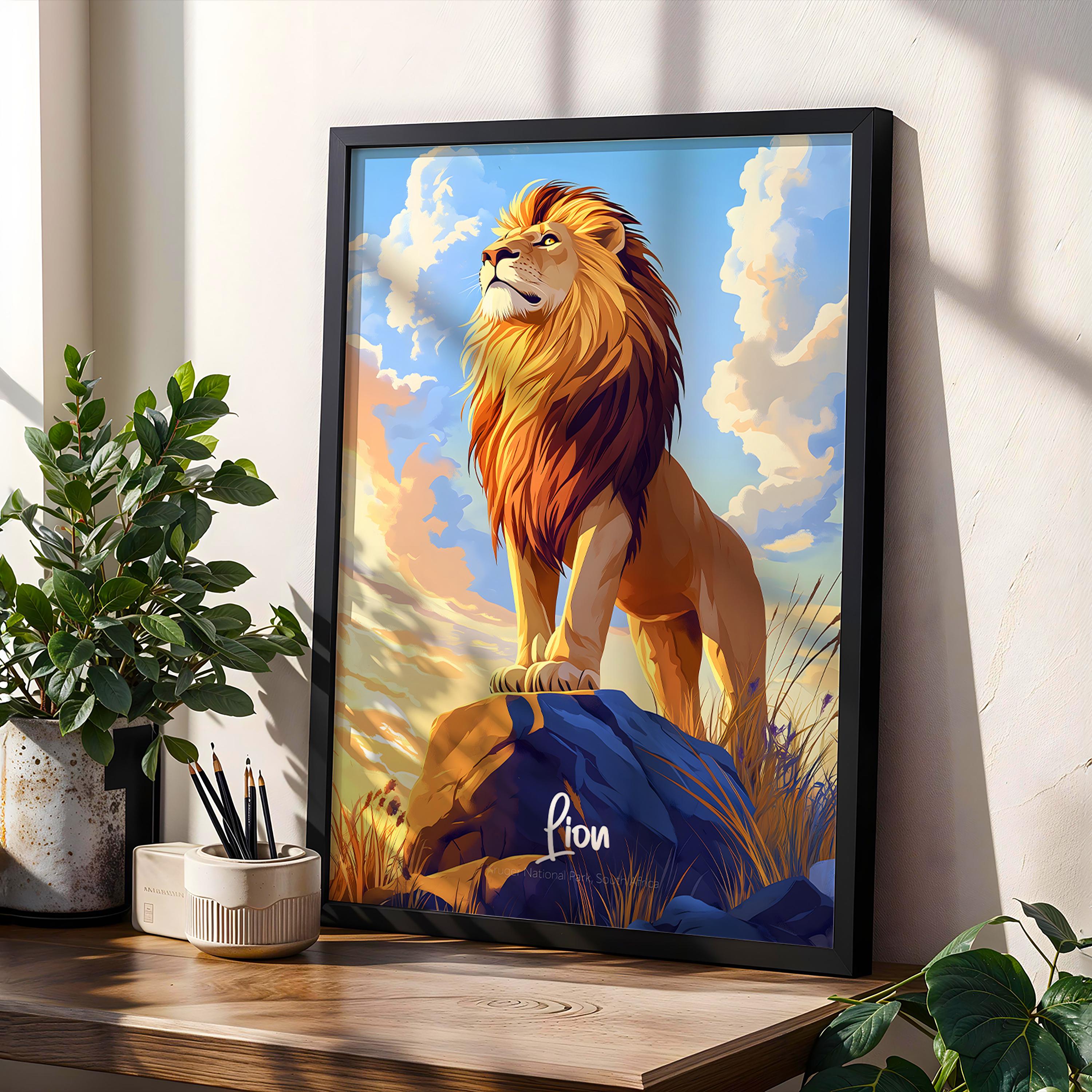 Fierce Lion Art Print: Safari Animal Wall Decor