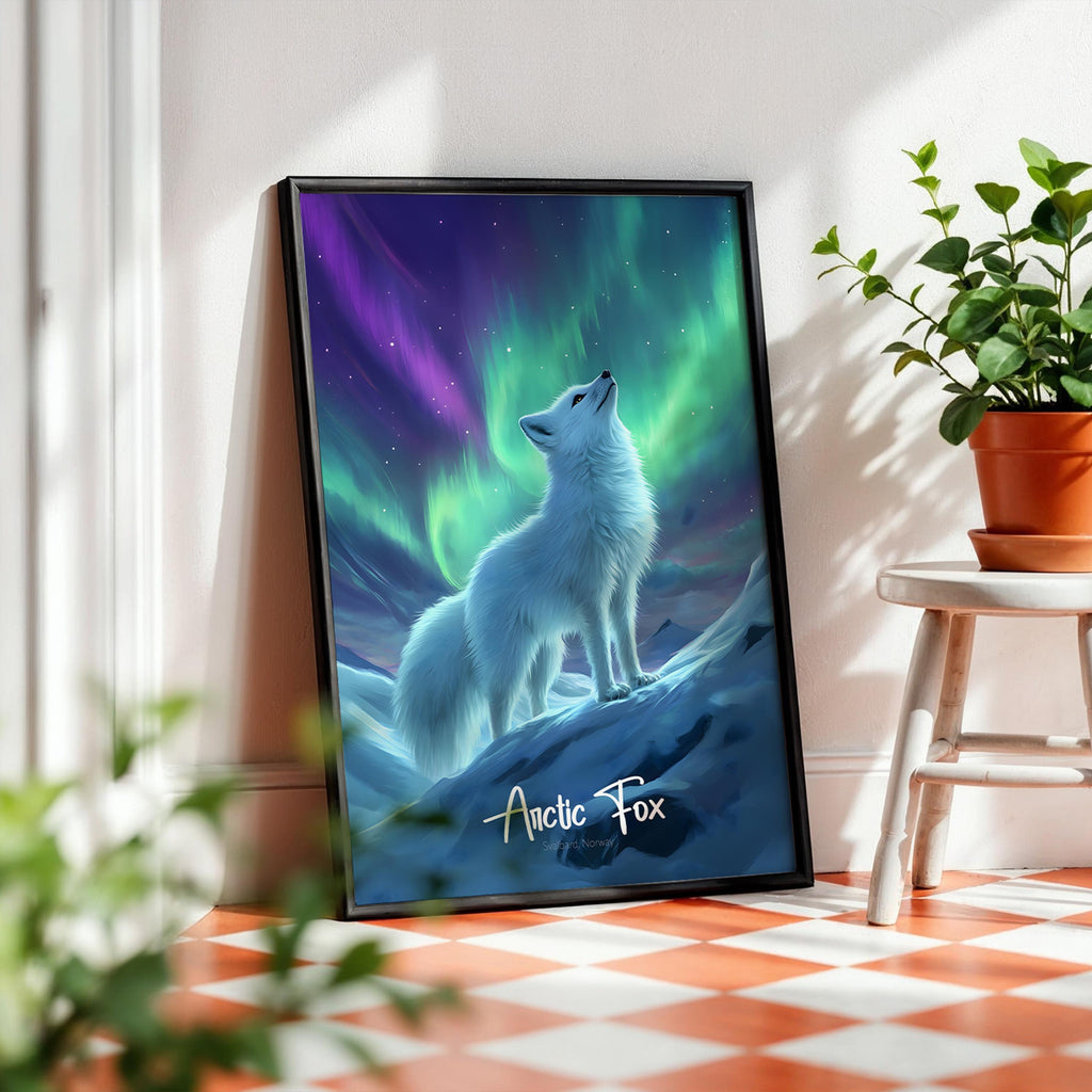 Arctic Fox Print: Norway Winter Wildlife Illustration