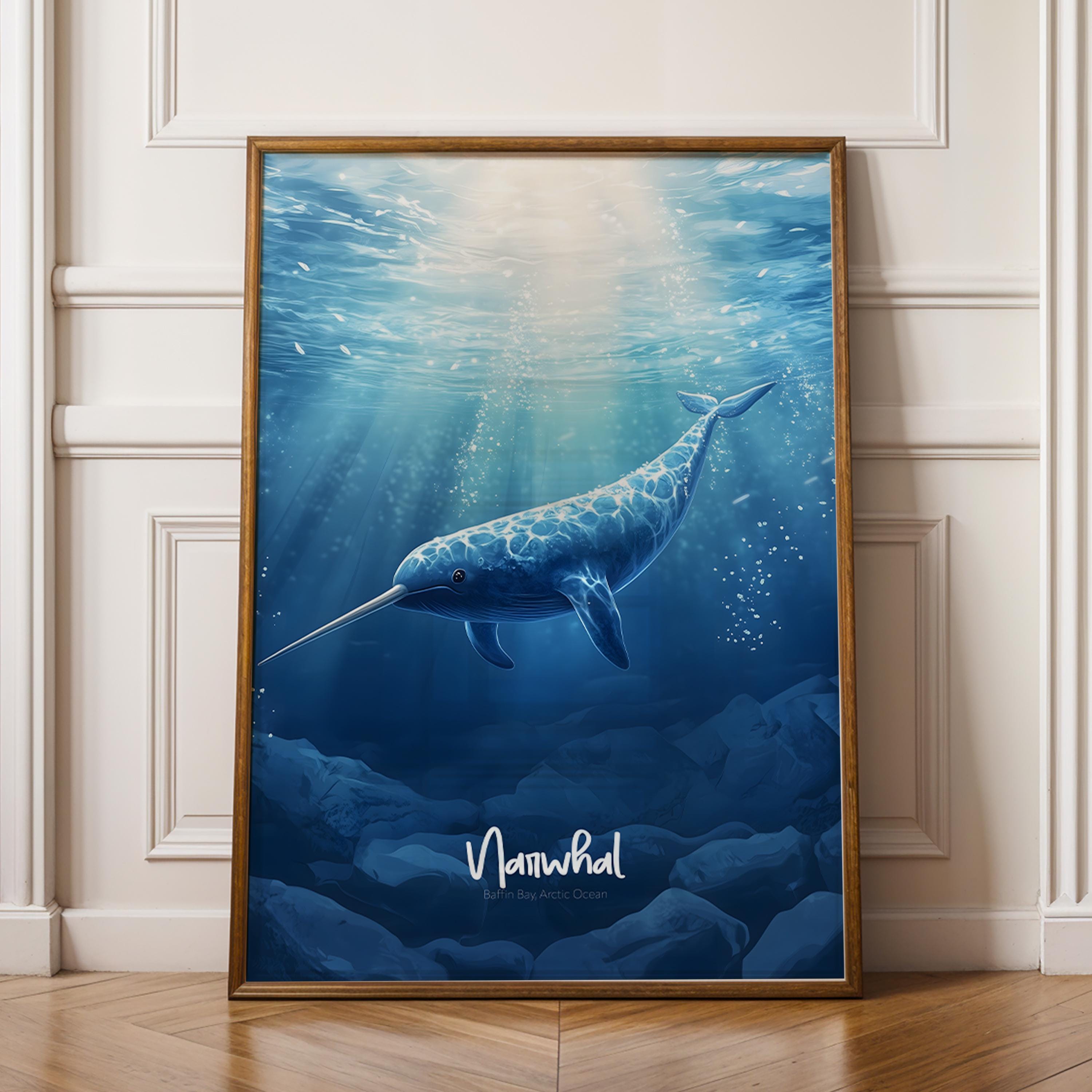 Narwhal Nursery Art Print: Ocean Animal Kids Room Decor