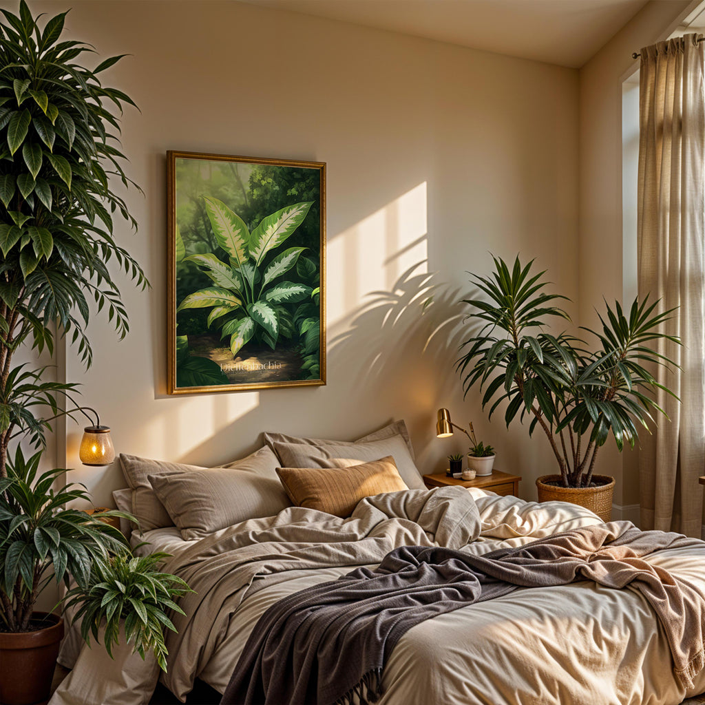 Dieffenbachia Plant Print: Tropical Green Leaf Botanical Illustration