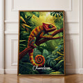 Colorful Chameleon Art Print: Rainforest Wildlife Illustration