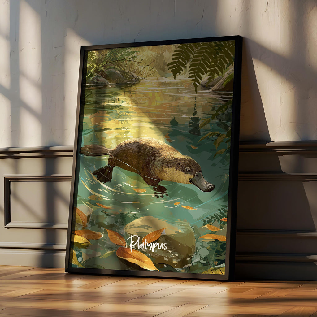 Framed Platypus Print: Quirky Australian Animal Kids Room Decor