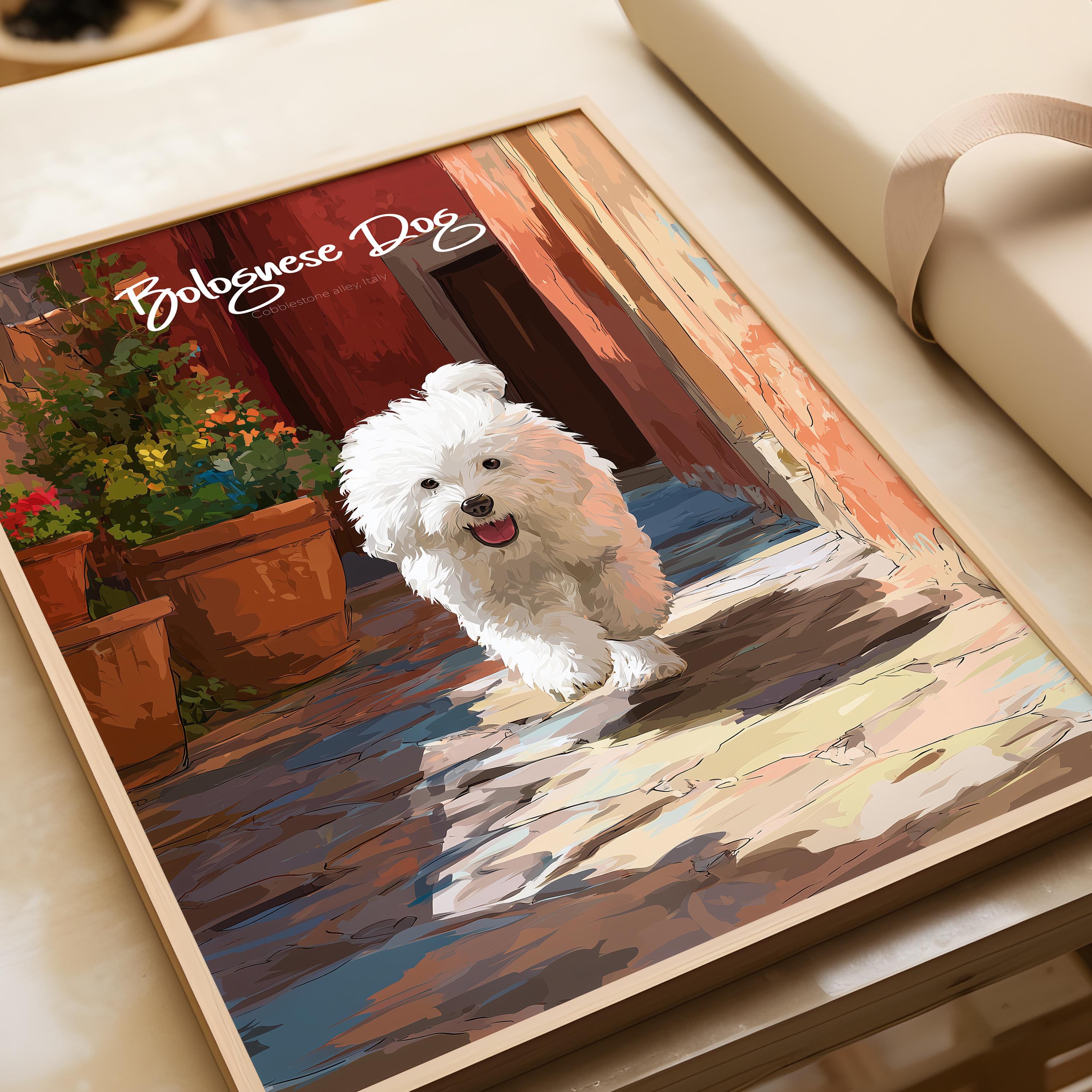 Bolognese Dog Print: Fluffy White Dog Wall Art