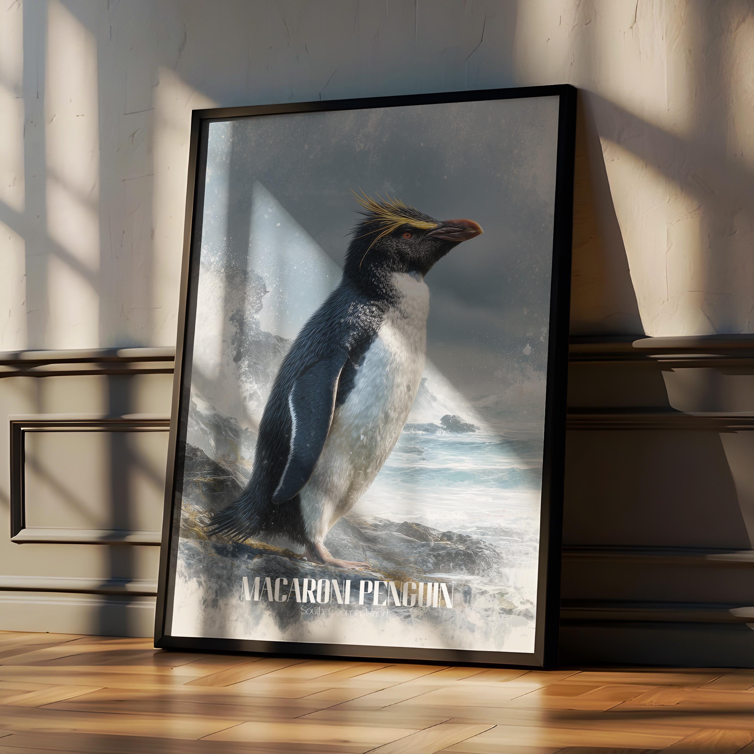 Macaroni Penguin Art Print: Colourful Antarctic Wildlife Decor