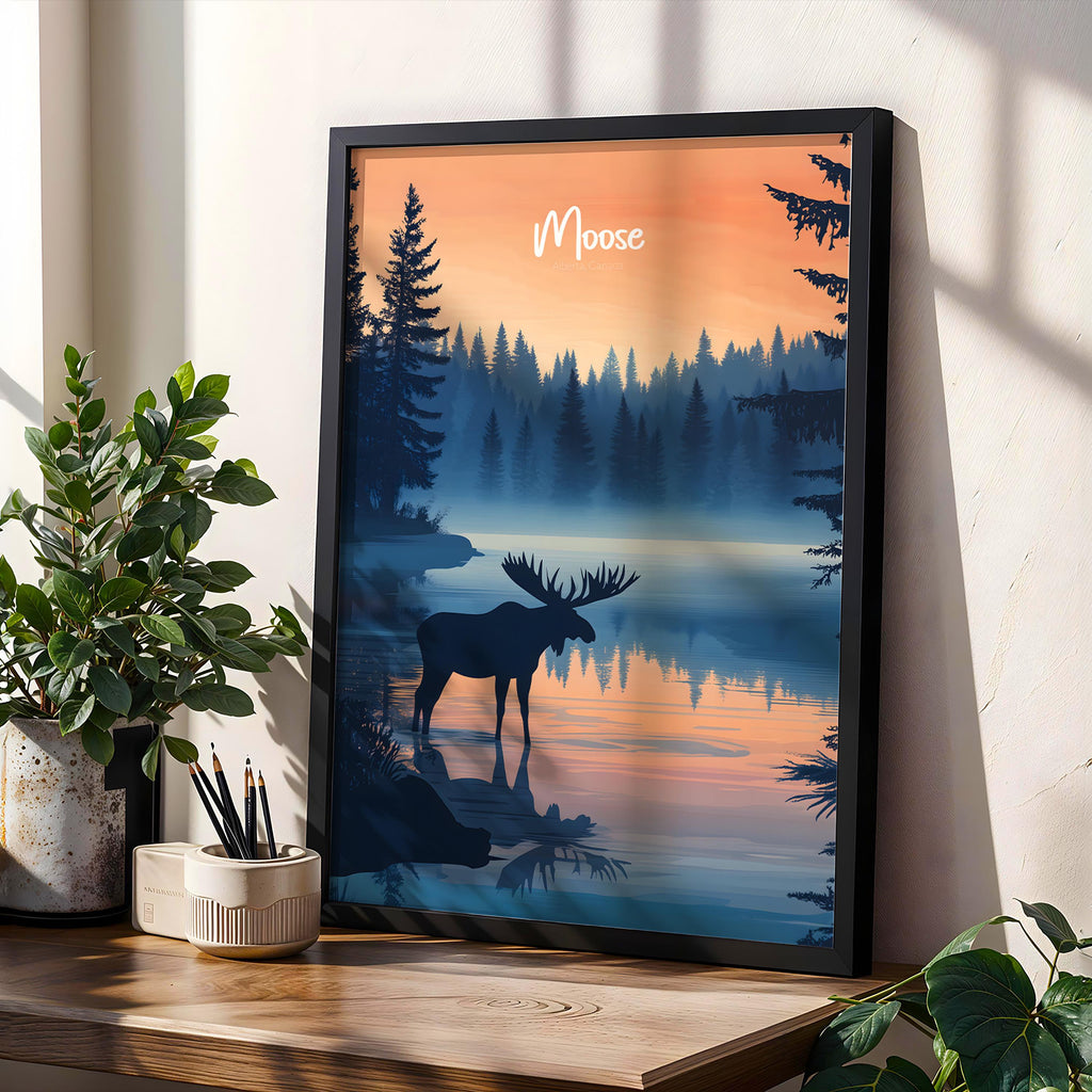 Rustic Moose Wall Art Print: Cabin Decor, Wildlife Poster