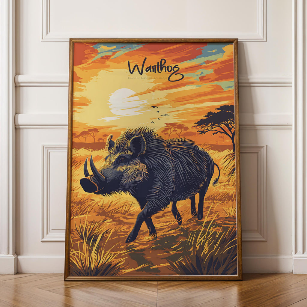 Warthog Art Print: Rustic African Wildlife Poster