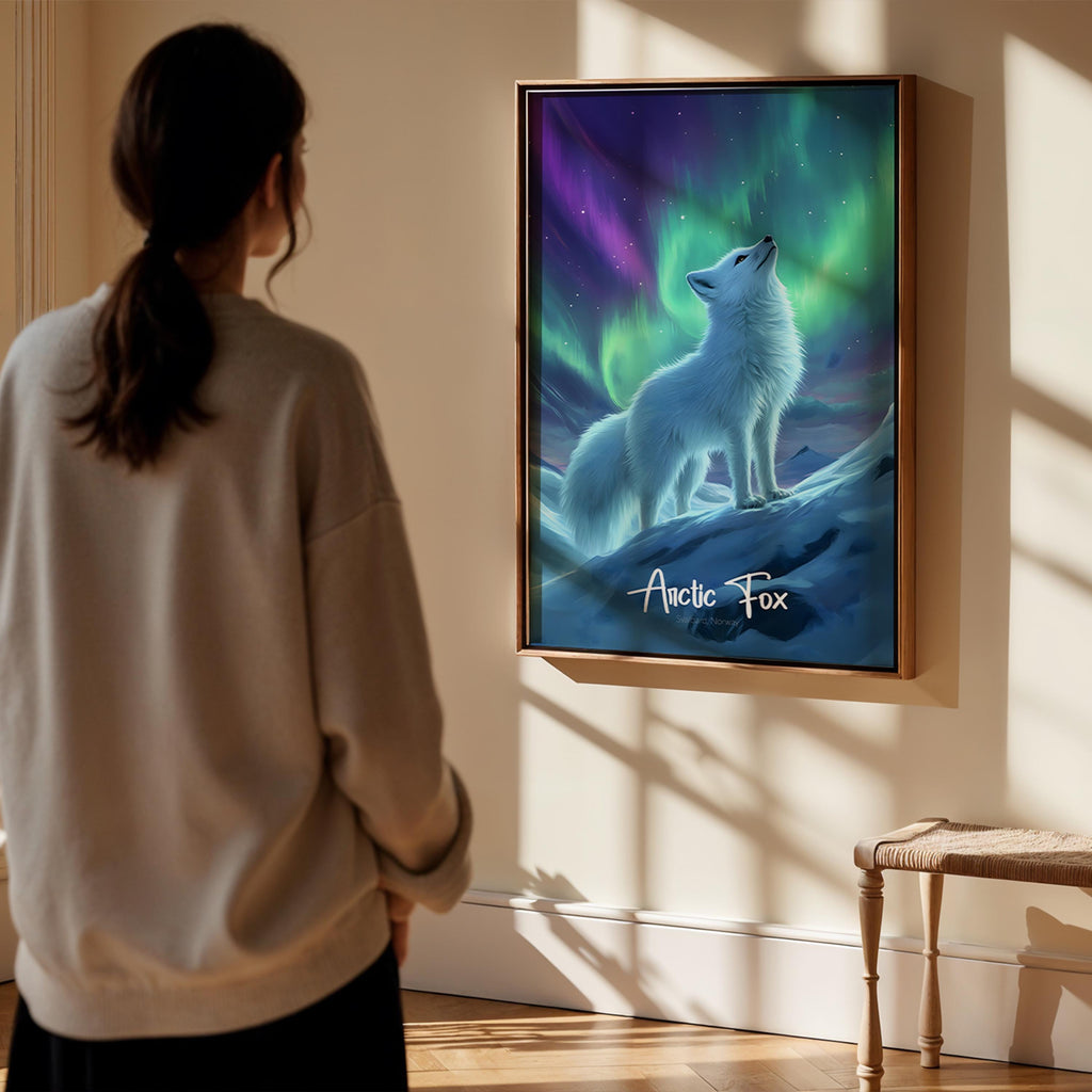 Arctic Fox Print: Norway Winter Wildlife Illustration