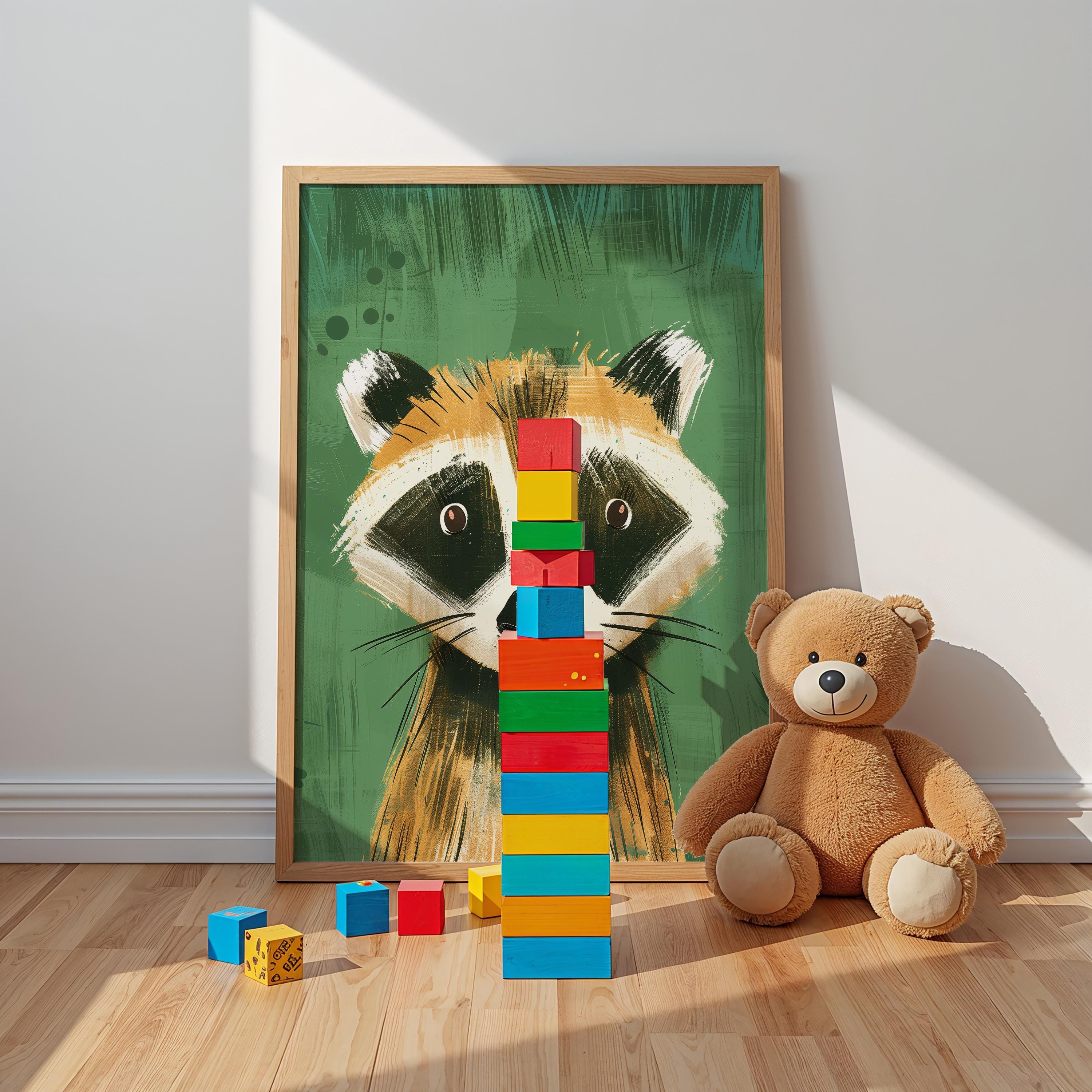 Badger Nursery Wall Art – Woodland Animal Print for Kids