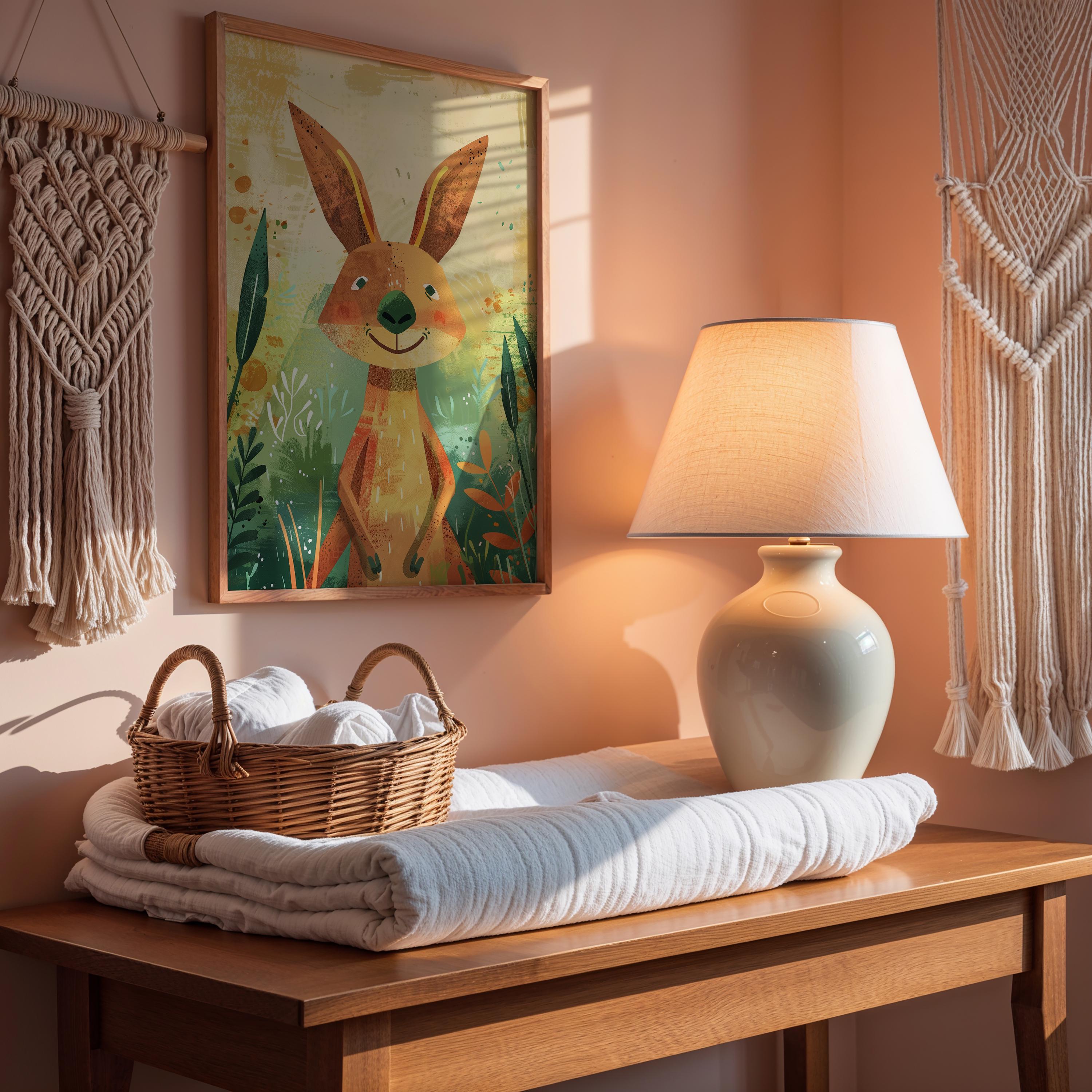 Kangaroo Nursery Wall Art – Australian Animal Print