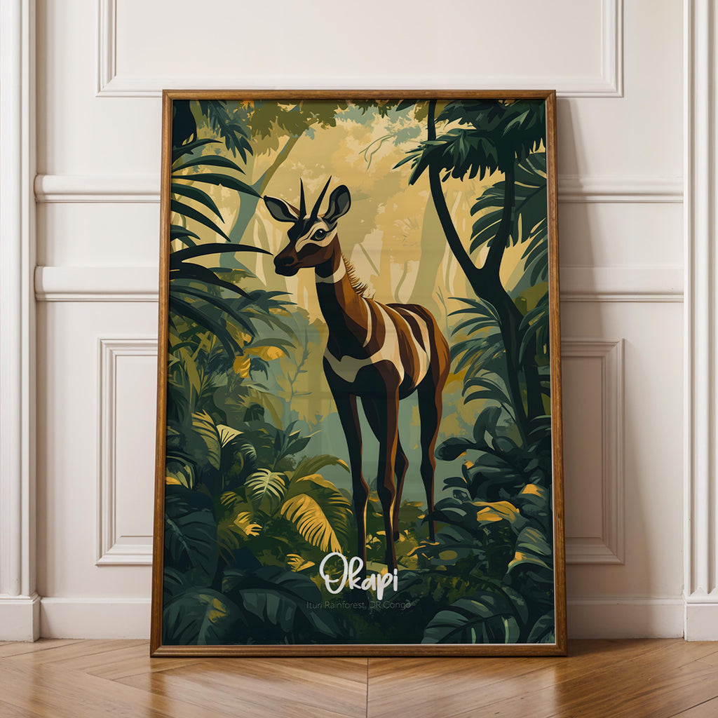 Okapi Art Print: Exotic Jungle Animal Wall Decor, Matte Finish