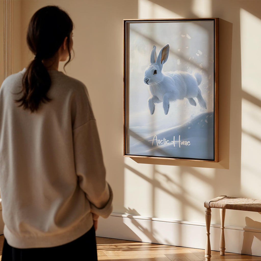 Arctic Hare Print: Minimalist Scandinavian Wildlife Illustration