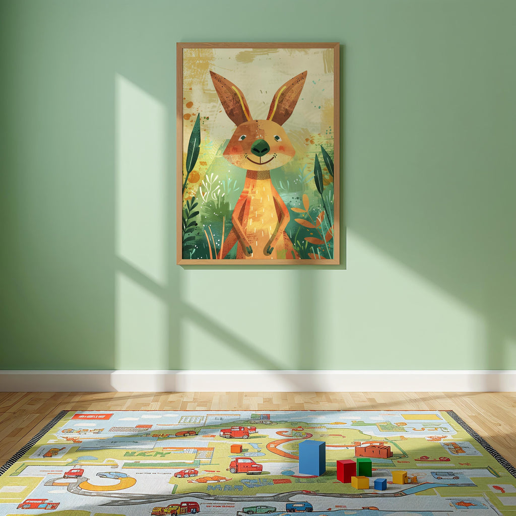 Kangaroo Nursery Wall Art – Australian Animal Print