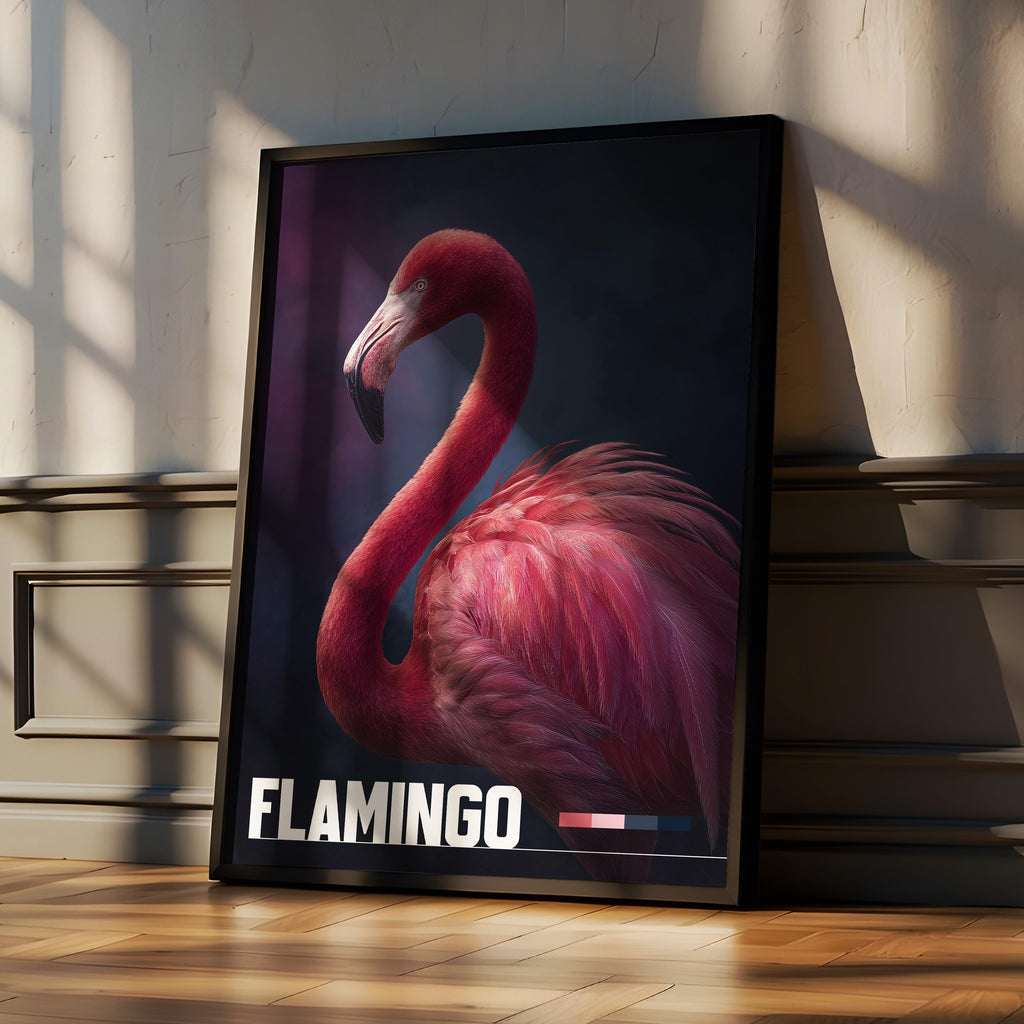Flamingo Framed Poster: Tropical Bird Wall Art for Nursery or Kids Room