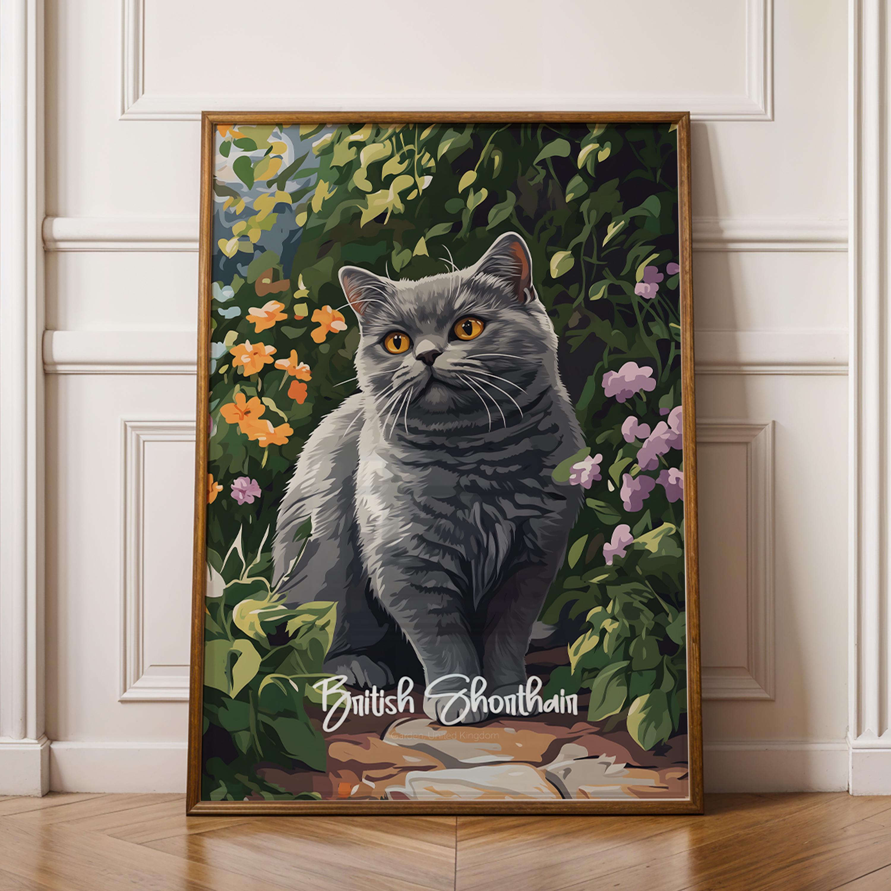 British Shorthair Cat Framed Poster: Modern Home Decor Art