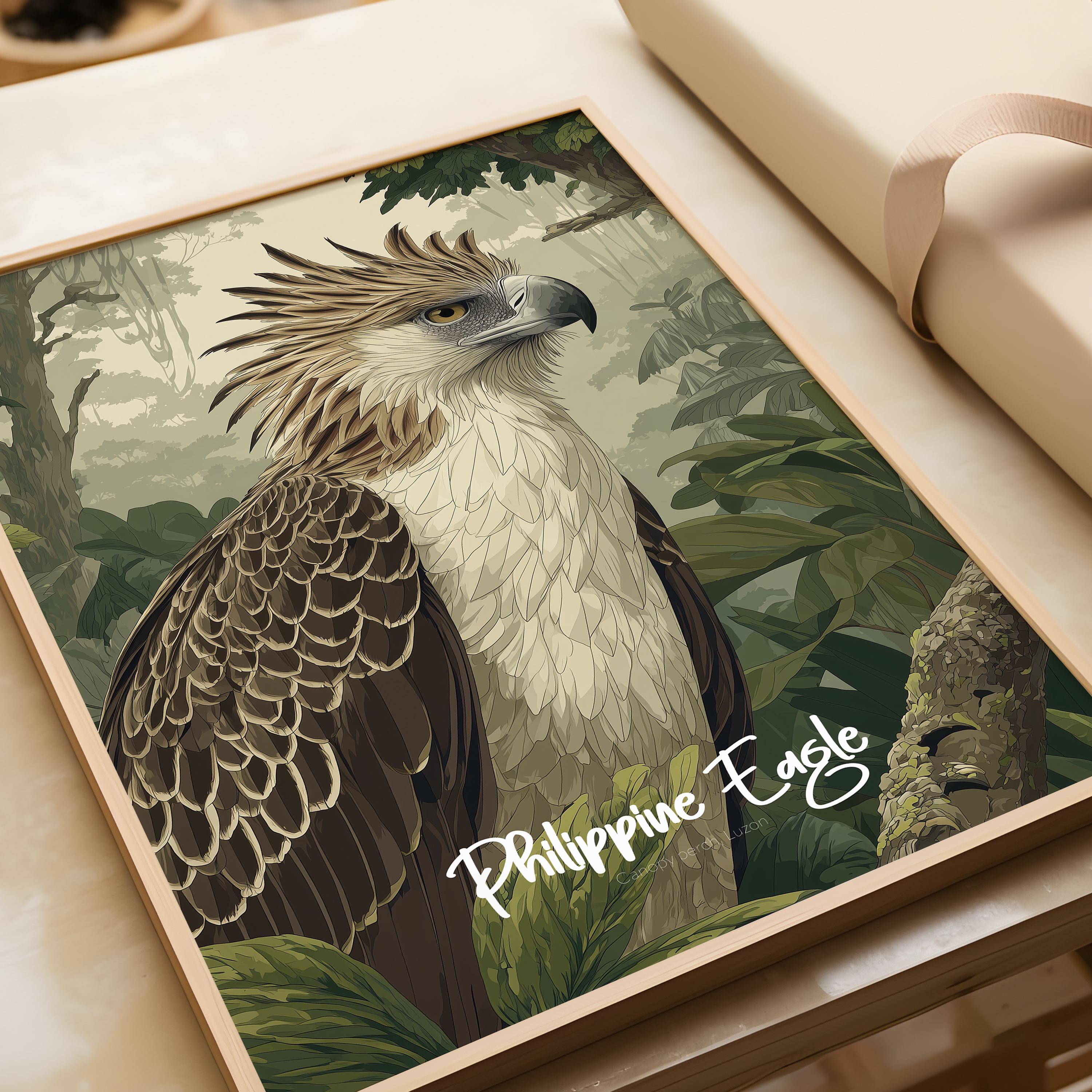 Philippine Eagle Framed Poster: Rare Bird Nursery Decor, Wildlife Art
