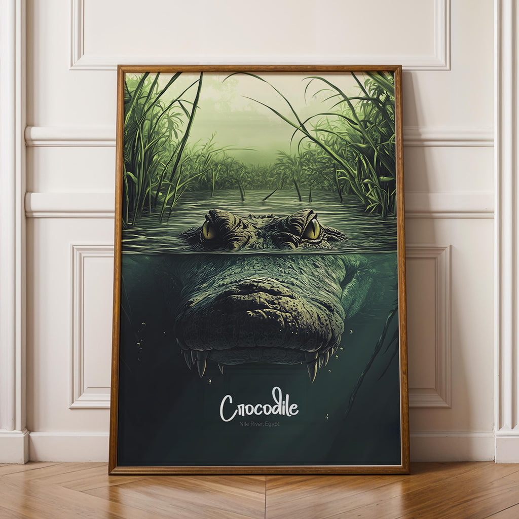 Crocodile Wall Art Print: Exotic Jungle Animal Illustration