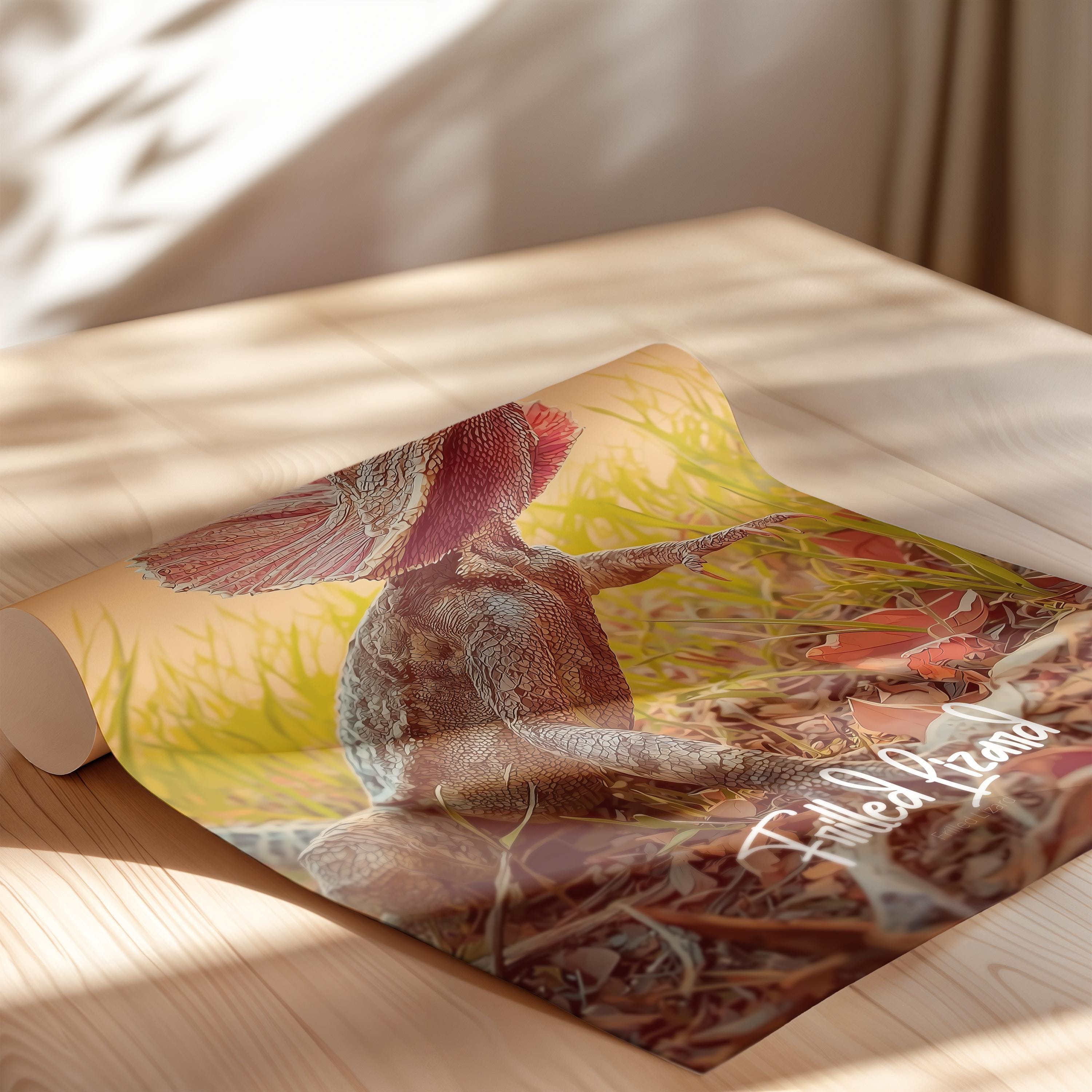 Frilled Lizard Framed Poster: Reptile Jungle Nursery Wall Art