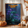 Bioluminescent Mushroom Poster – “Spore-tacular Night” Halloween Glow-in-the-Dark Forest Art Print