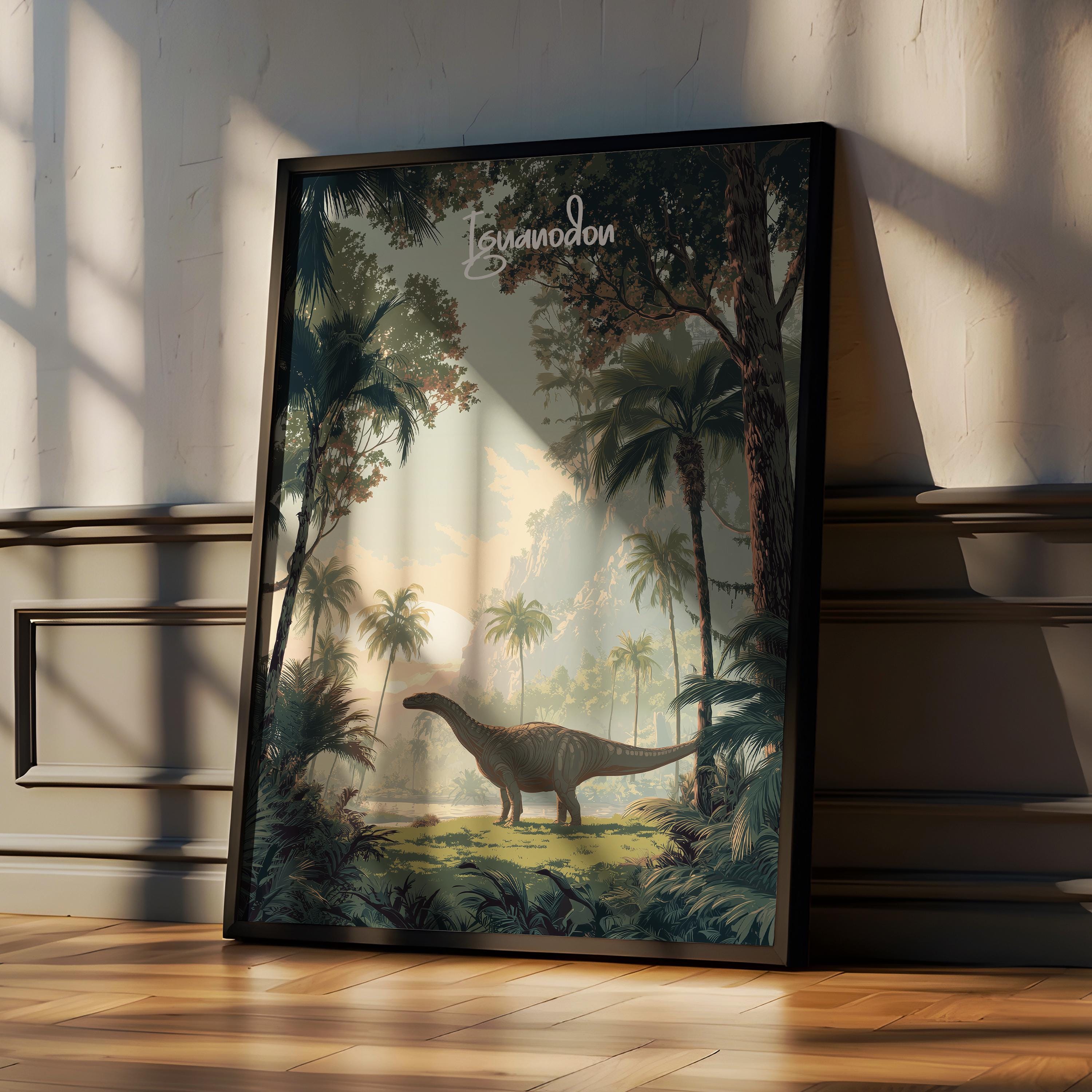 Iguanodon Framed Poster: Dinosaur Nursery & Kids Room Decor