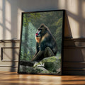 Mandrill Print: Colourful Jungle Animal Poster, Wildlife Decor