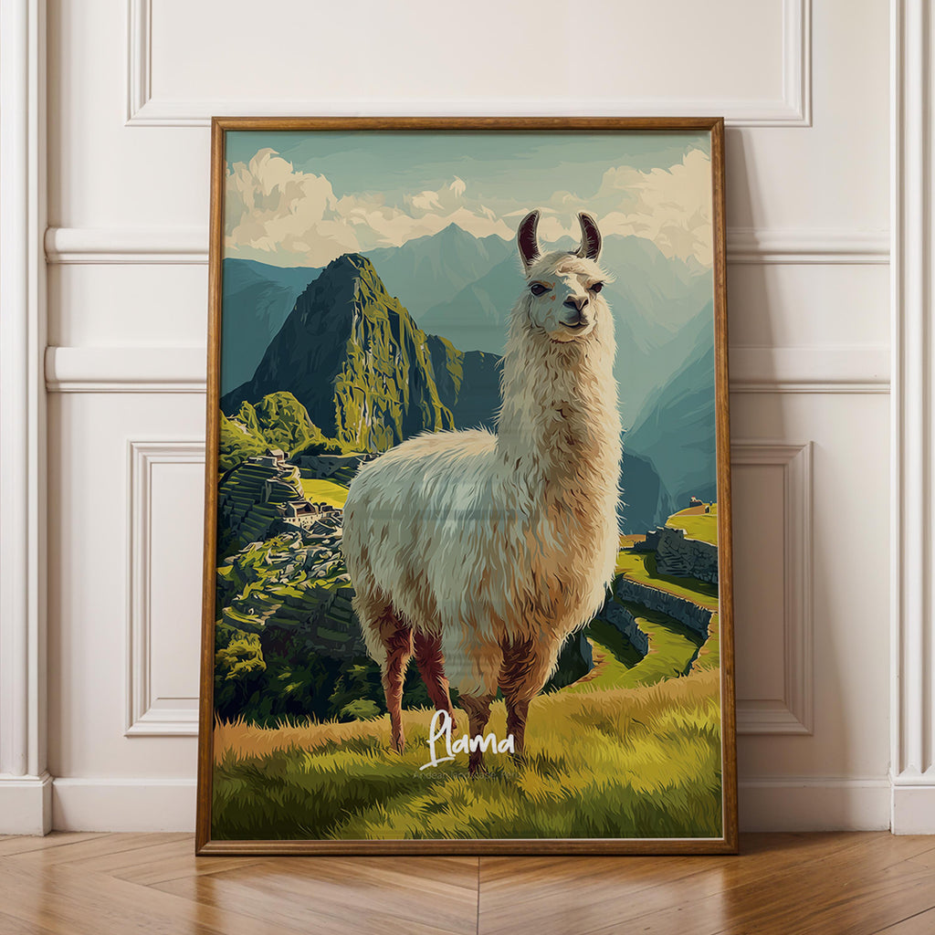 Llama Framed Poster: Boho Nursery Wall Art for Kids
