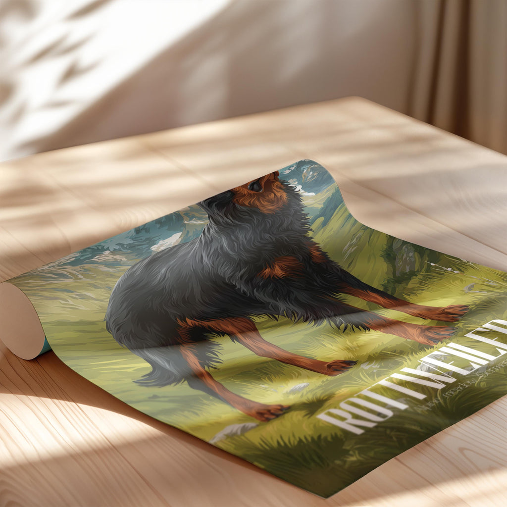 Long-Haired Rottweiler Print: Rare Dog Breed Wall Art