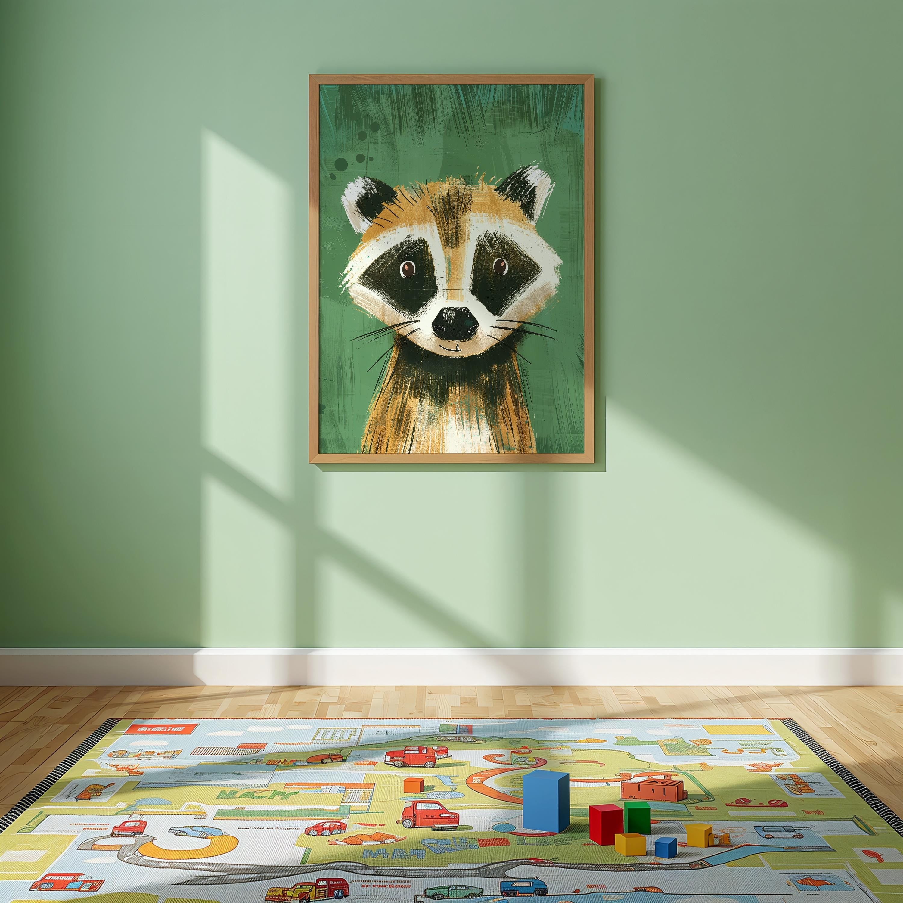 Badger Nursery Wall Art – Woodland Animal Print for Kids