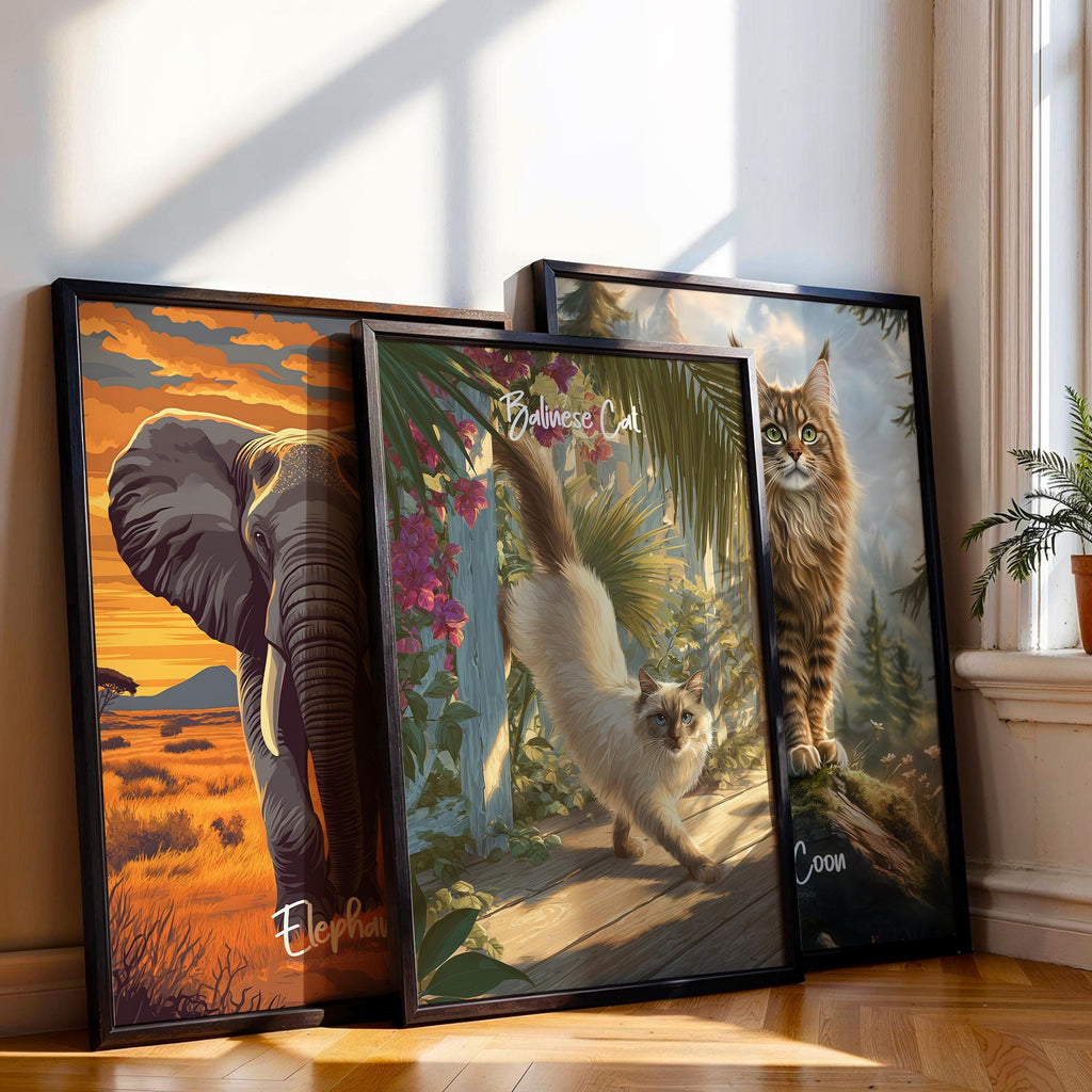 Balinese Cat Art Print: Elegant Siamese Cat Poster