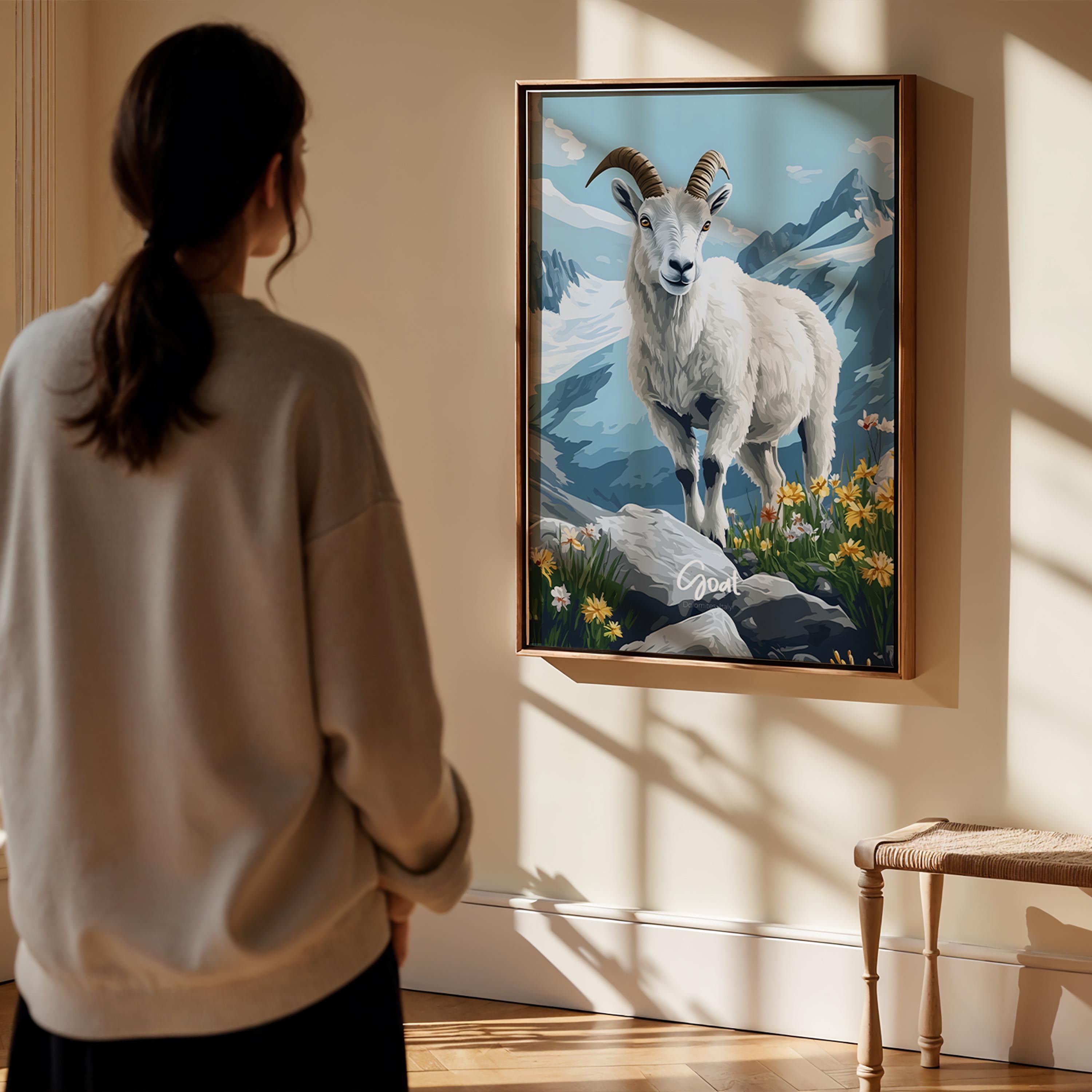 Rustic Goat Framed Poster: Farmhouse Animal Wall Art