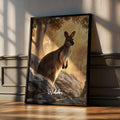 Wallaby Wall Art Framed Poster – Cute Australian Animal Decor for Kids Room or Nursery, Wildlife Print, Nature-Inspired Gift Idea