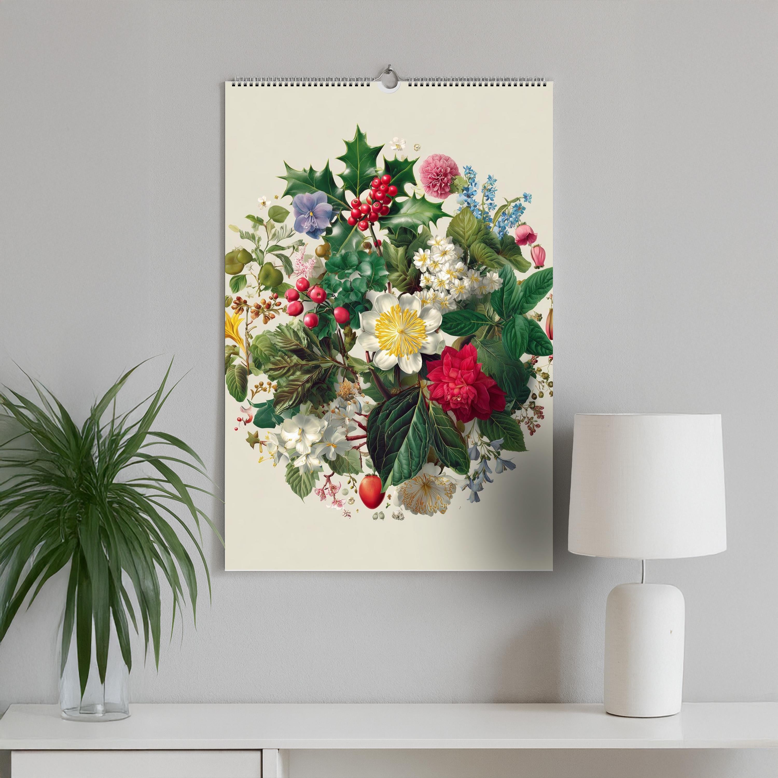 2026 Floral Wall Calendar A3: Botanical Art Print, Nature Home Decor