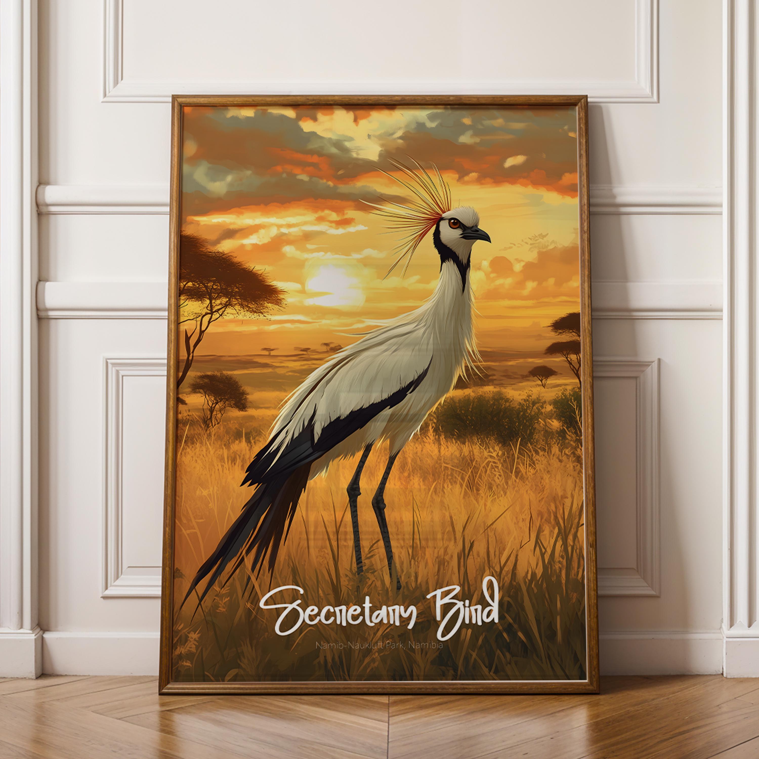 Secretary Bird Art Print: Elegant African Wildlife Poster