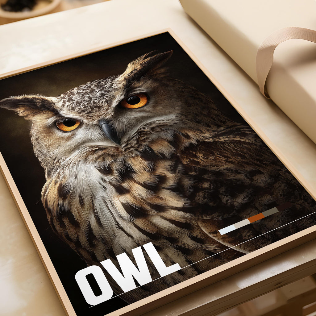 Owl Framed Poster: Wise Woodland Bird Wall Art for Nursery or Kids Room